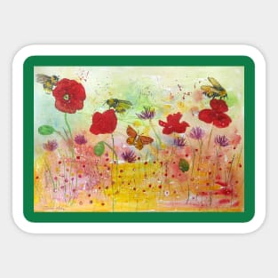 Summertime among Bumble bees and Poppies Sticker